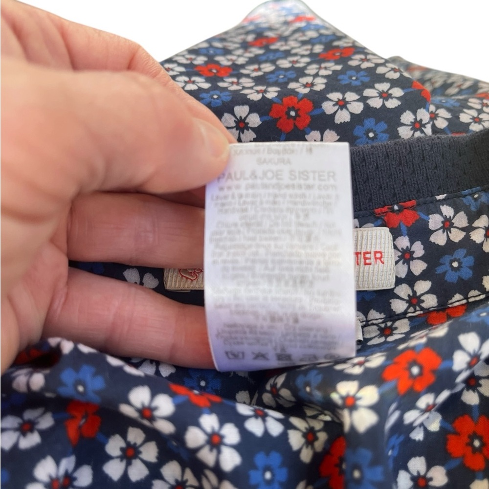 Paul & Joe SISTER Navy Red White Floral Button-Front Dress - Picture 12 of 12